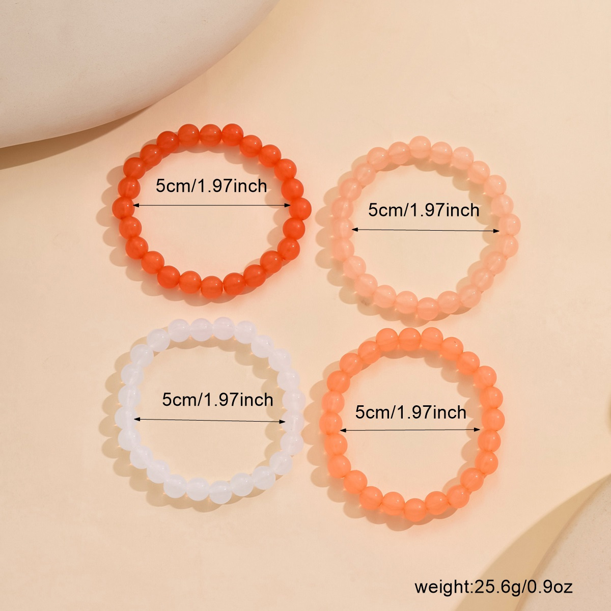4pcs Gradient Bead Elastic Bracelet Set for Women